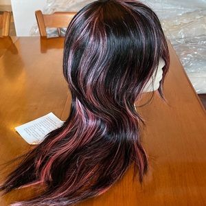 Black wig pink Cosplay dancer costumer